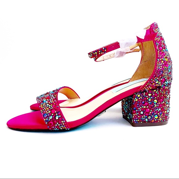 Betsey Johnson Shoes - Betsey Johnson Hale Sandal Heels Jeweled Hot Pink